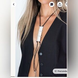 NEW!!  Silver Square Tube Necklace #Long Leather Necklace #Rock Style Necklace